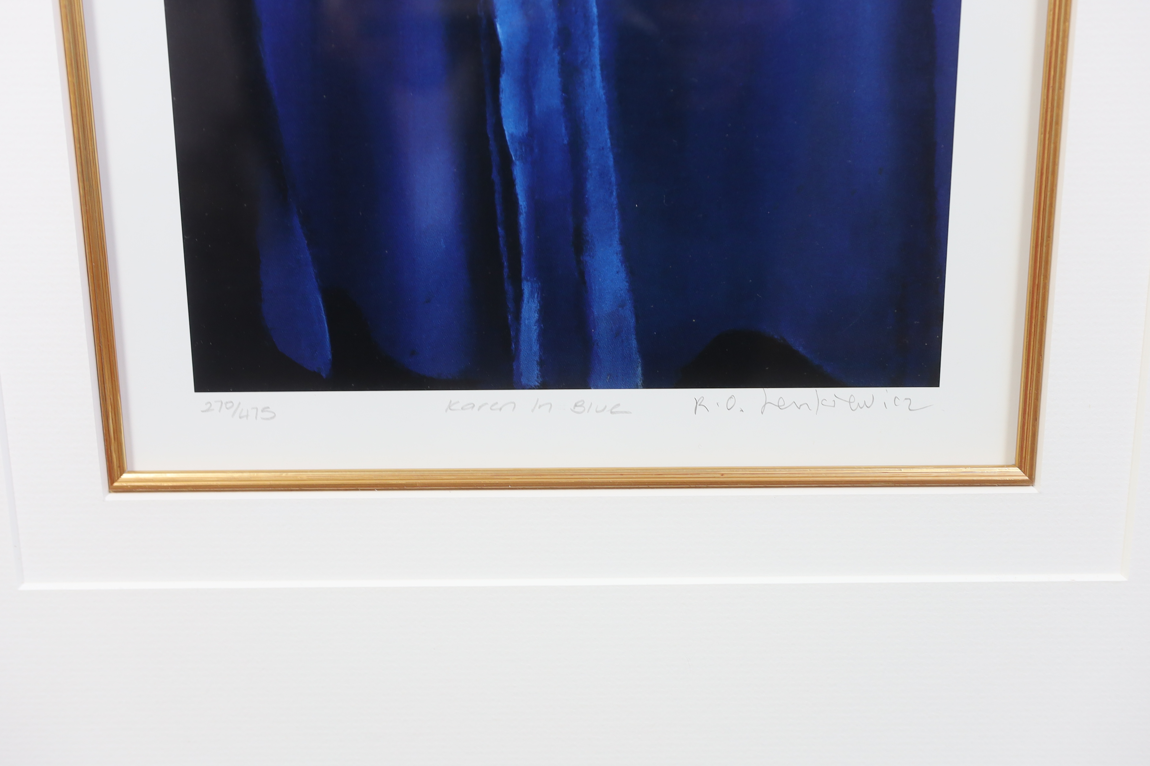 Robert Lenkiewicz (1941-2002), offset lithograph, 'Karen in Blue', signed in pencil and titled, 27/475, 71 x 20cm. Condition - good